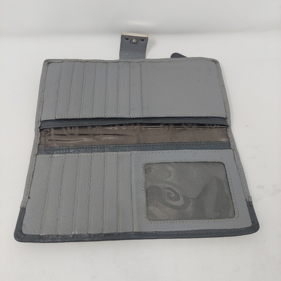 Brighton Barbados Large Pocket Wallet Grey Two Tone Pebbled Leather Bifold - Picture 6 of 10